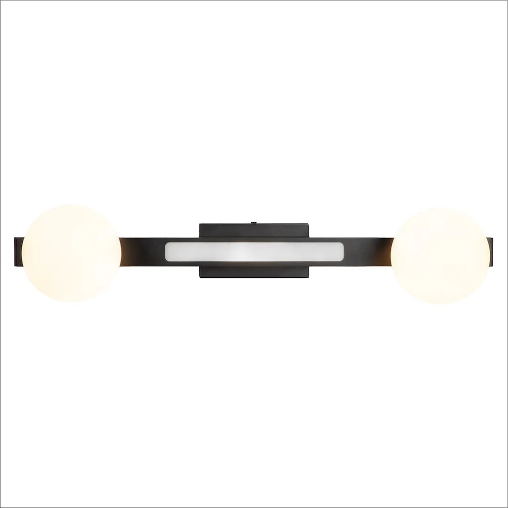 Nástenné svietidlo Magnet1, 2x biele sklenené tienidlo + 1x LED 13W, b