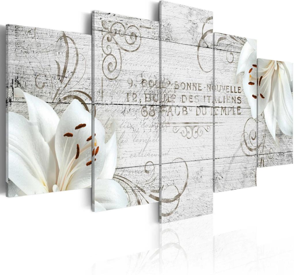 Obraz - White lilies on wood 200x100