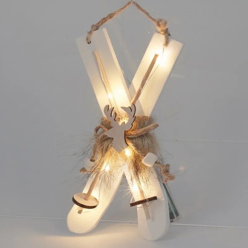 Závesné lyže s LED – biele 21 cm