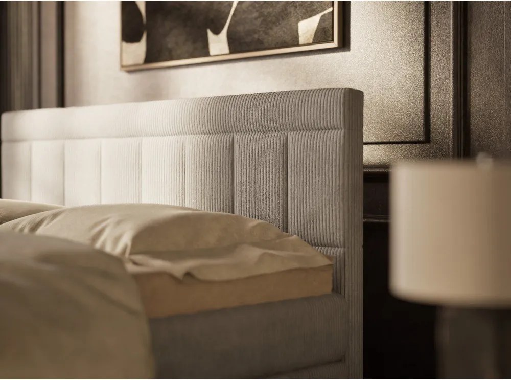 Sivá boxspring posteľ s úložným priestorom 200x200 cm Caya – Maison de Rêve