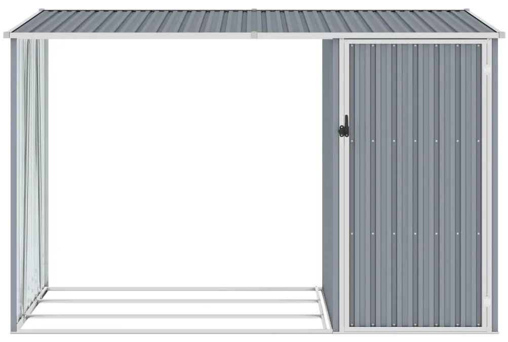 Záhradná kôlňa na palivové drevo sivá 245x98x159 cm pozinkovaná oceľ