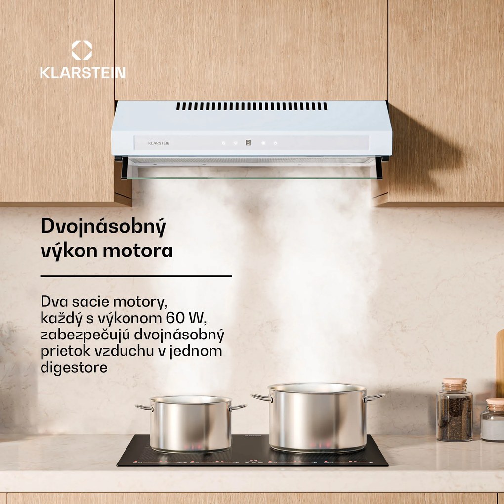 Klarstein Purista Force digestor, Kompaktný, 343 m³/h, EEK C, Technológia dvoch motorov