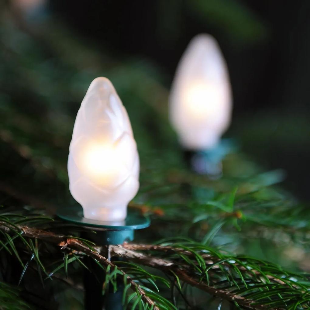 EXIHAND Vianočná reťaz, 12 žiaroviek v tvare šišky, biele, 7,7m