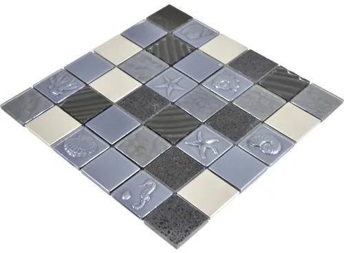 Sklenená mozaika mix reliéfna black