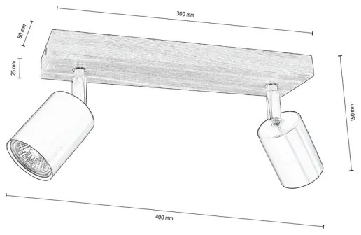 Spot-Light DO2910256 - Stropné bodové svietidlo MANARA 2xGU10/5W/230V borovica