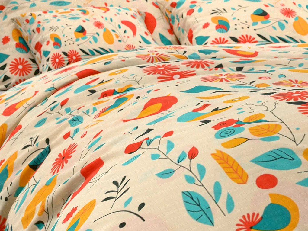 Krepové obliečky RETRO BIRD farebné Rozmer obliečky: 70 x 90 cm | 140 x 200 cm