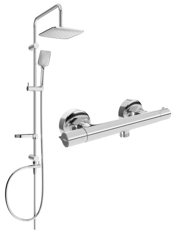 Mexen Sven sprchový set s dažďovou sprchou a Slim termostatickou sprchovou batériou, chrómová, 77105262-00
