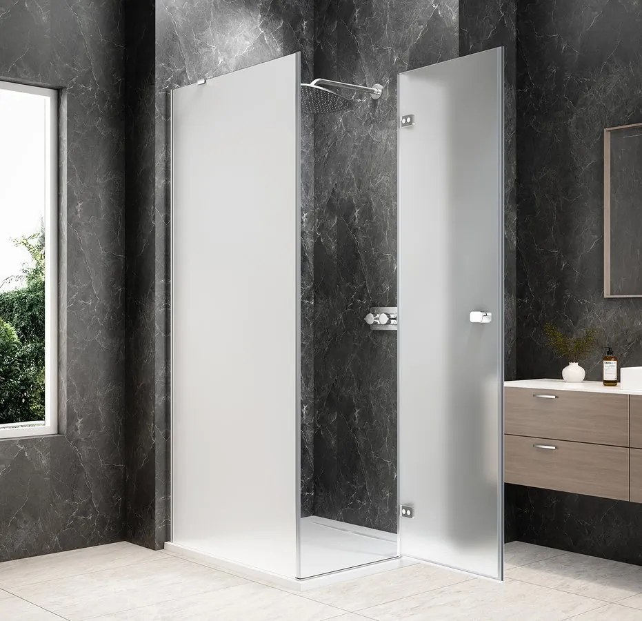 Polysan Polysan, GLOBE CHROME štvorcová sprchová zástena 800x800mm, matné sklo, pravé, GB1080-3215MRC