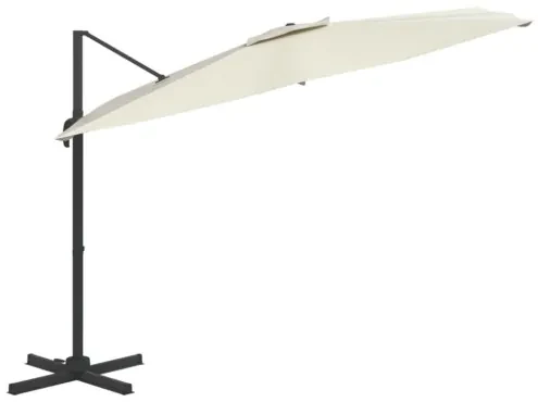 vidaXL Závesný slnečník s hliníkovou tyčou pieskovobiely 300x300 cm-
