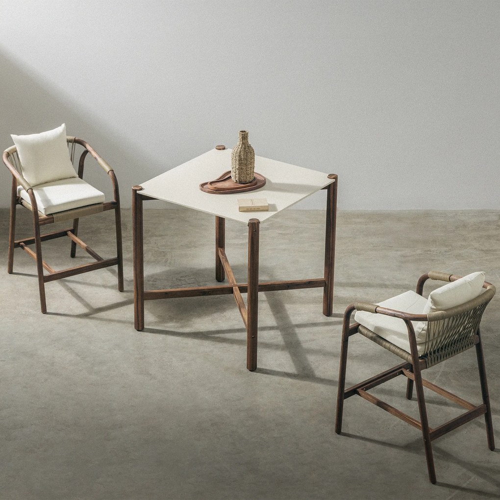 Zahradní barová židle Rovigo z masivu akáciové dřevo hnědá/béžová