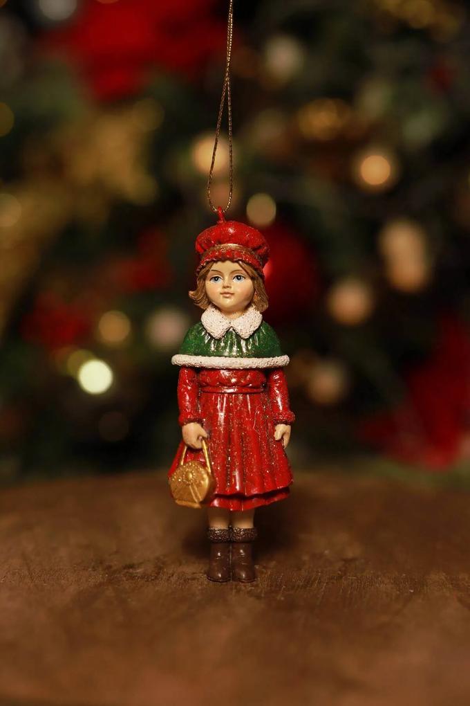 Klasik závesná vianočná ozdoba dievča 11cm
