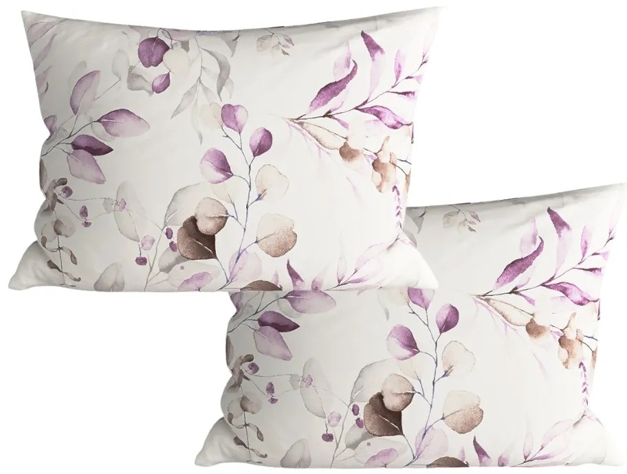 Sada 2 ks dekoračných obliečok na vankúš z mikrovlákna FLORANY 50x70 cm, biela