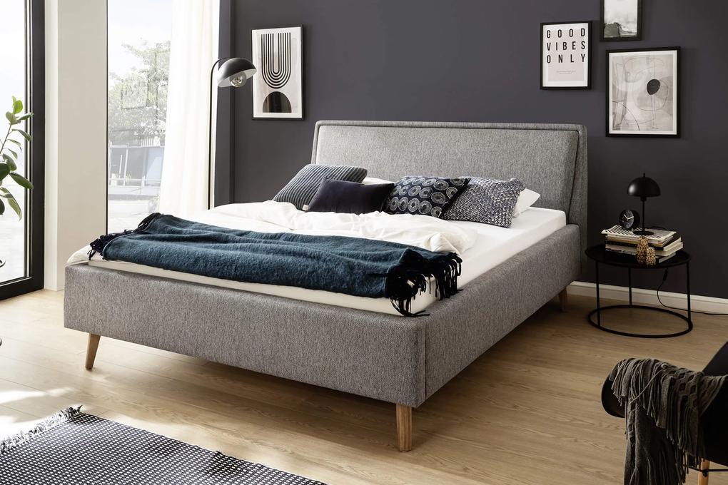 Čalúnená posteľ deria s úložným priestorom 140 x 200 cm sivá MUZZA