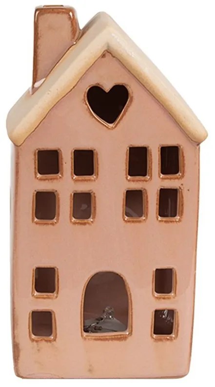 Hnedý porcelánový svietiaci domček - 8*6*15 cm