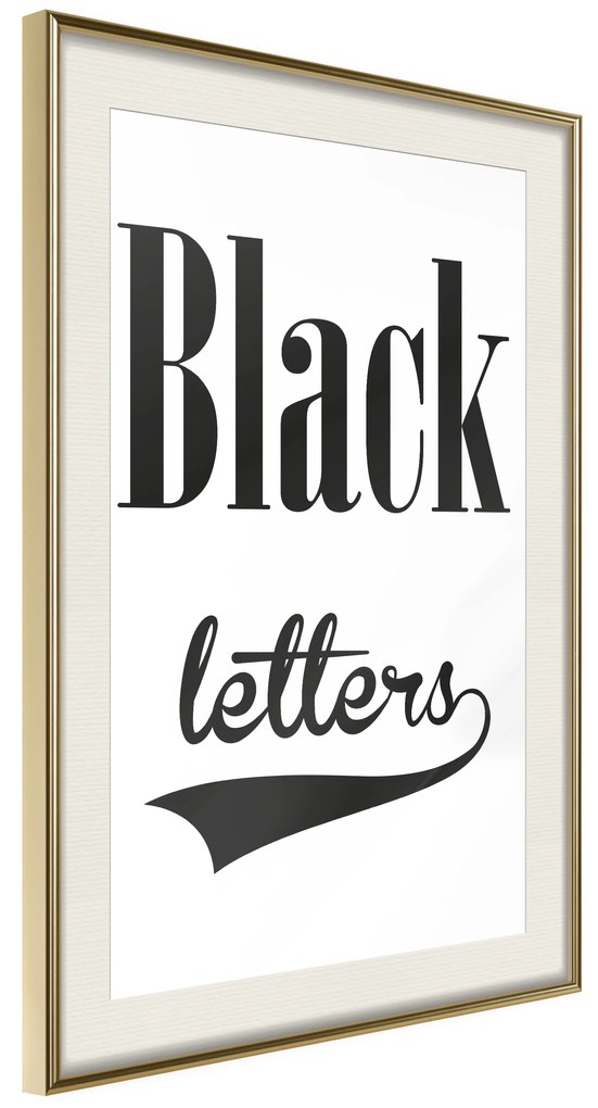 Artgeist Plagát - Black Letters [Poster] Veľkosť: 20x30, Verzia: Čierny rám s passe-partout