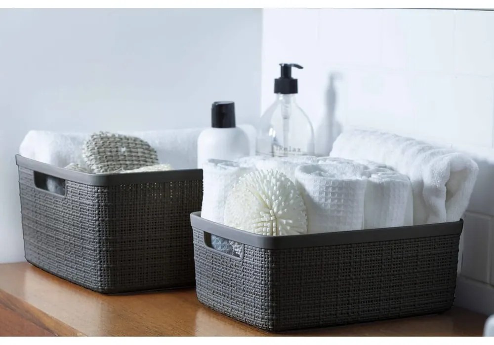 Tmavosivý úložný košík Curver Jute, 5 l