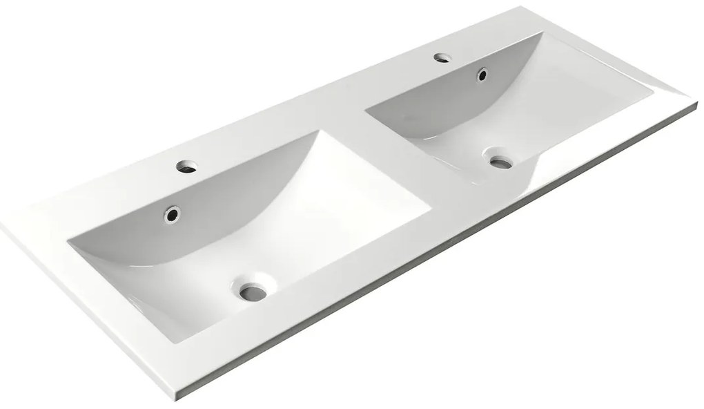 Sapho Sapho, YUKON dvojumývadlo 120x45cm, liaty mramor, biela, YU120