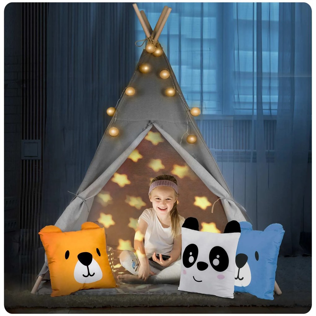 Detský stan Tepee so svetlom Nukido - sivý