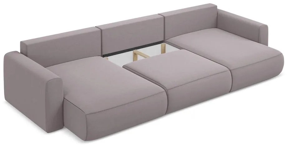 Zamatová rozkladacia/s úložným priestorom rohová pohovka v levanduľovej farbe (do tvaru "U") Kapua – Makamii