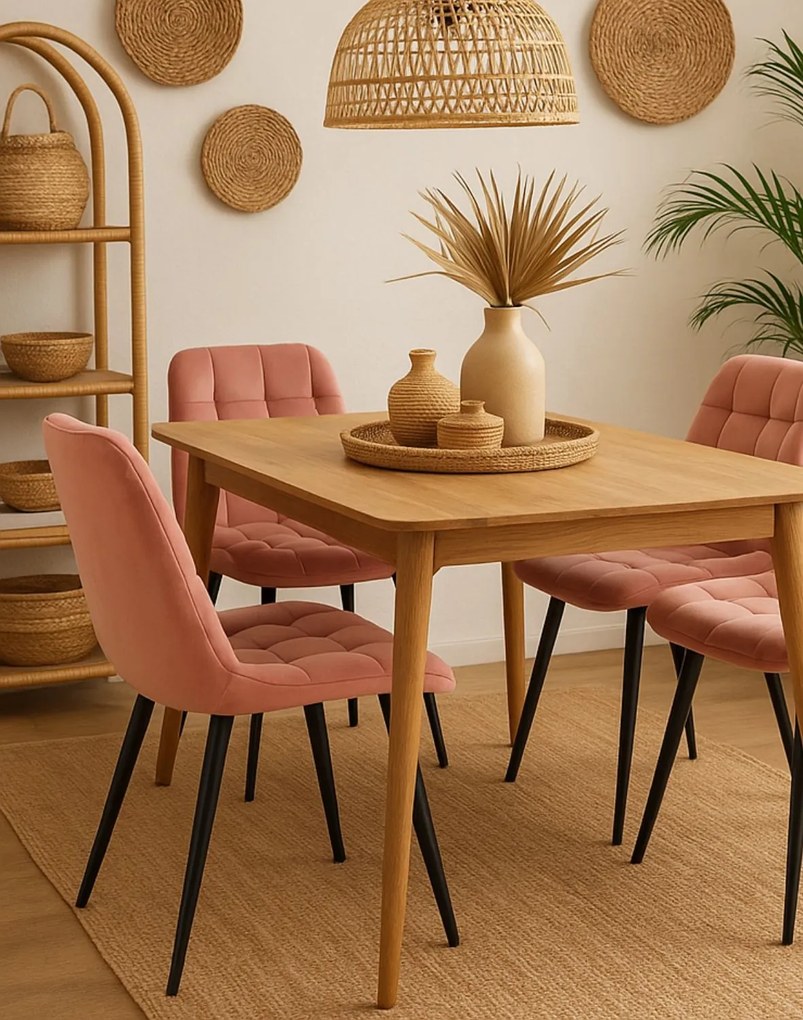 Stolička Chic Velvet ružová – čierne nohy