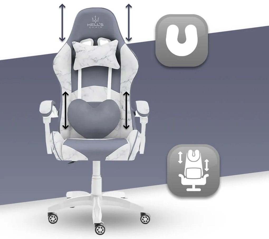 Herná stolička Hell's Chair Rainbow Marble Sivá