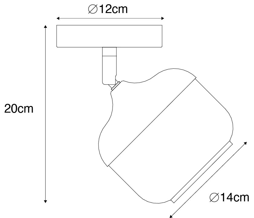 Dizajnové bodové svetlo čierne so zlatom a dymovým sklom - Kyan