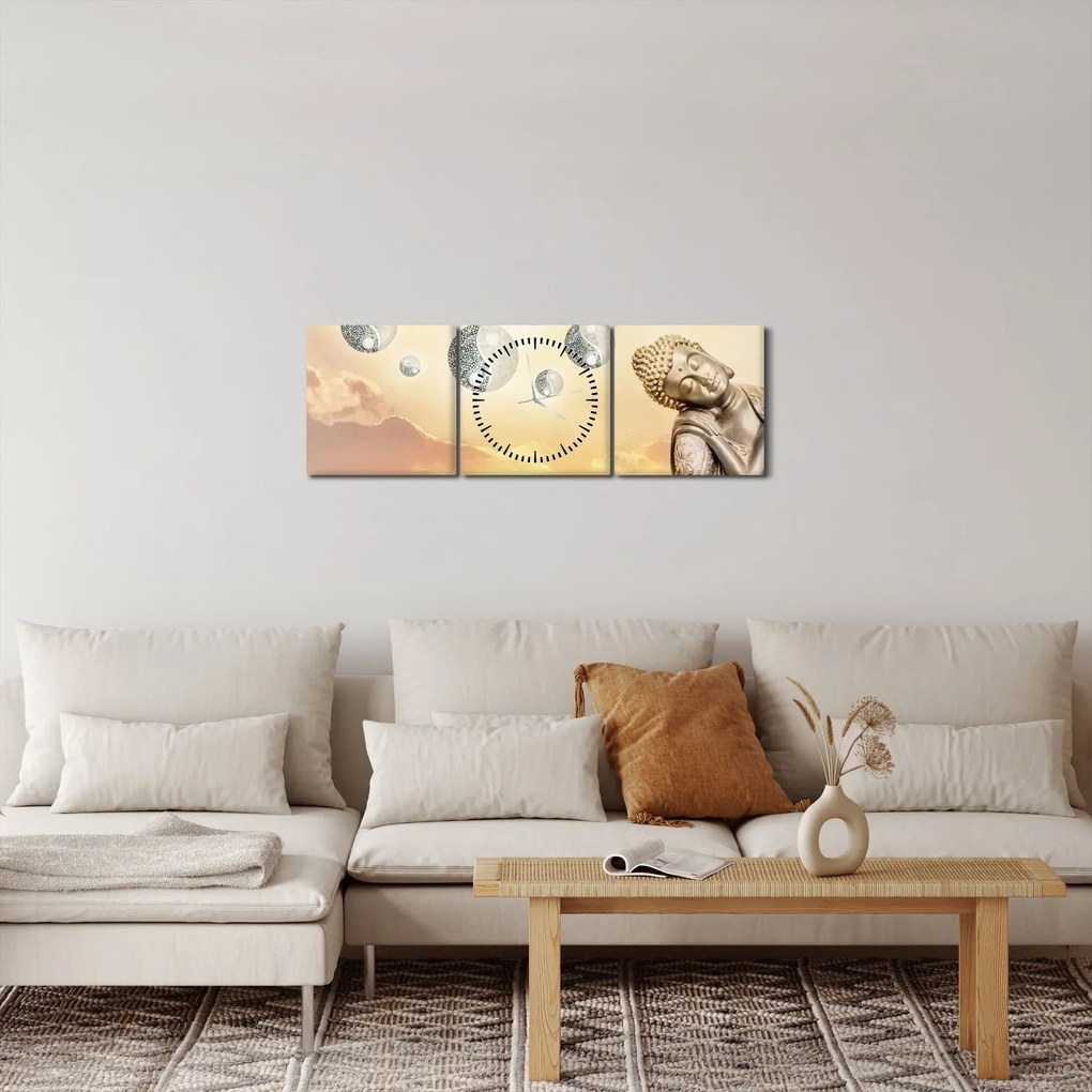 Obraz - Čas meditácie (s hodinami) (90x30 cm)
