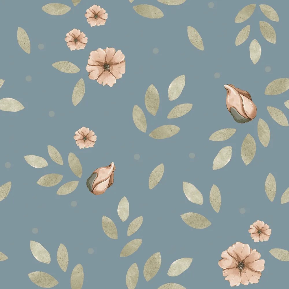 Tapeta Boho kvety modrá 280x50 cm