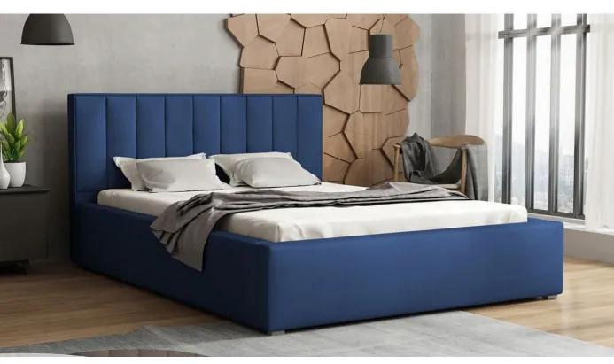 Jednolôžková posteľ s úložným priestorom a roštom 120x200 TARNEWITZ 2 - tmavá modrá