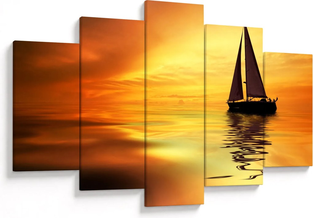 Obraz - Plachetnica pri západe slnka (150x105 cm)