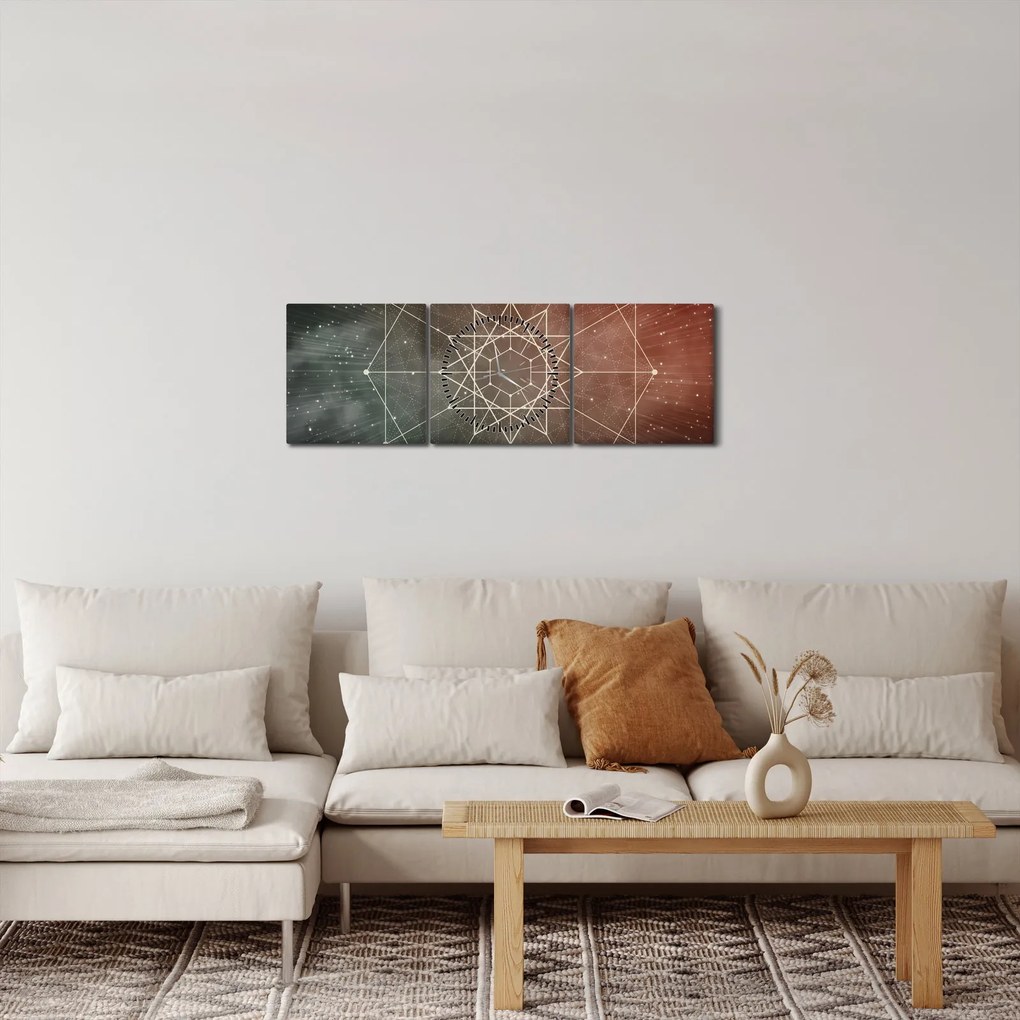 Obraz - Vesmírny dodecagram (s hodinami) (90x30 cm)