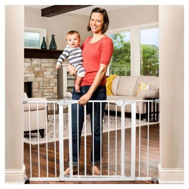 SPRINGOS Detská zábrana nastaviteľná 76-106 cm SPRINGOS BabyLock biela