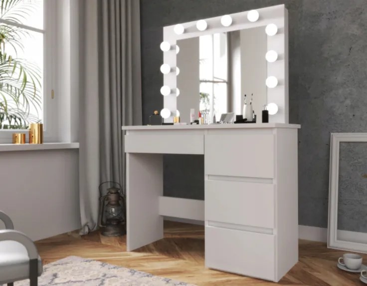 Bestent Toaletný stolík s LED zrkadlom Cleopatra White