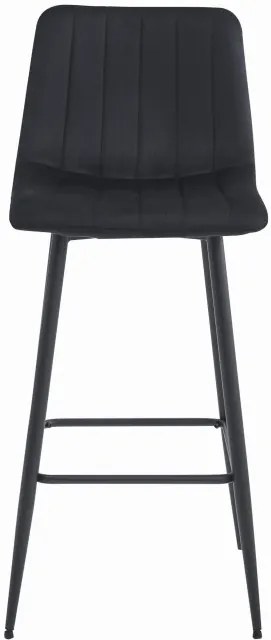 Set dvoch barových stoličiek POZZA zamatové čierne (čierne nohy) 2 ks
