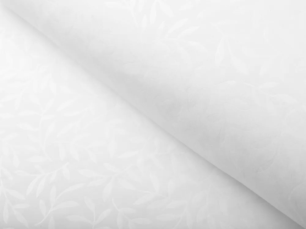 Biante Dekoračný behúň na stôl Sofia SF-001 Biele vyrazené vetvičky s lístkami 45x120 cm