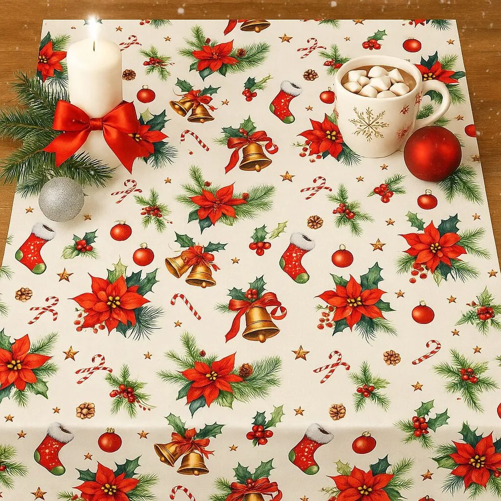 Vianočný obrus Vianočná ruža 140x180cm TiaHome