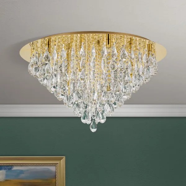 Orion DLU 2516/75-Krištáľové str. svietidlo CELESTE 12xG9/40W/230V pr.75 cm zlatá