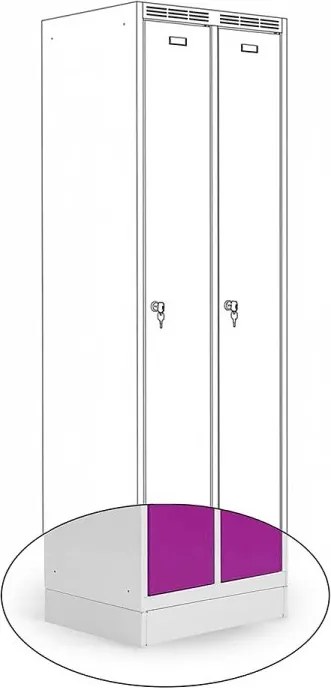 Kovová šatníková skriňa Trestles SS2M 1800x600x500 mm, 2 oddiely, fialové dvere Podnož: bez podnože, Zámok: otočný