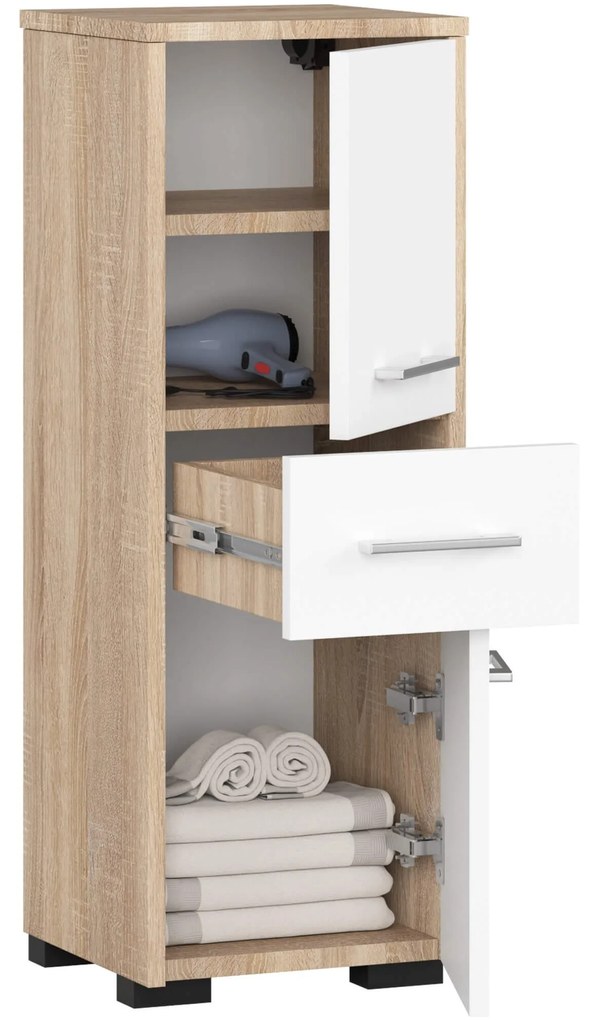 Kúpeľňová skrinka Fin sonoma/biela