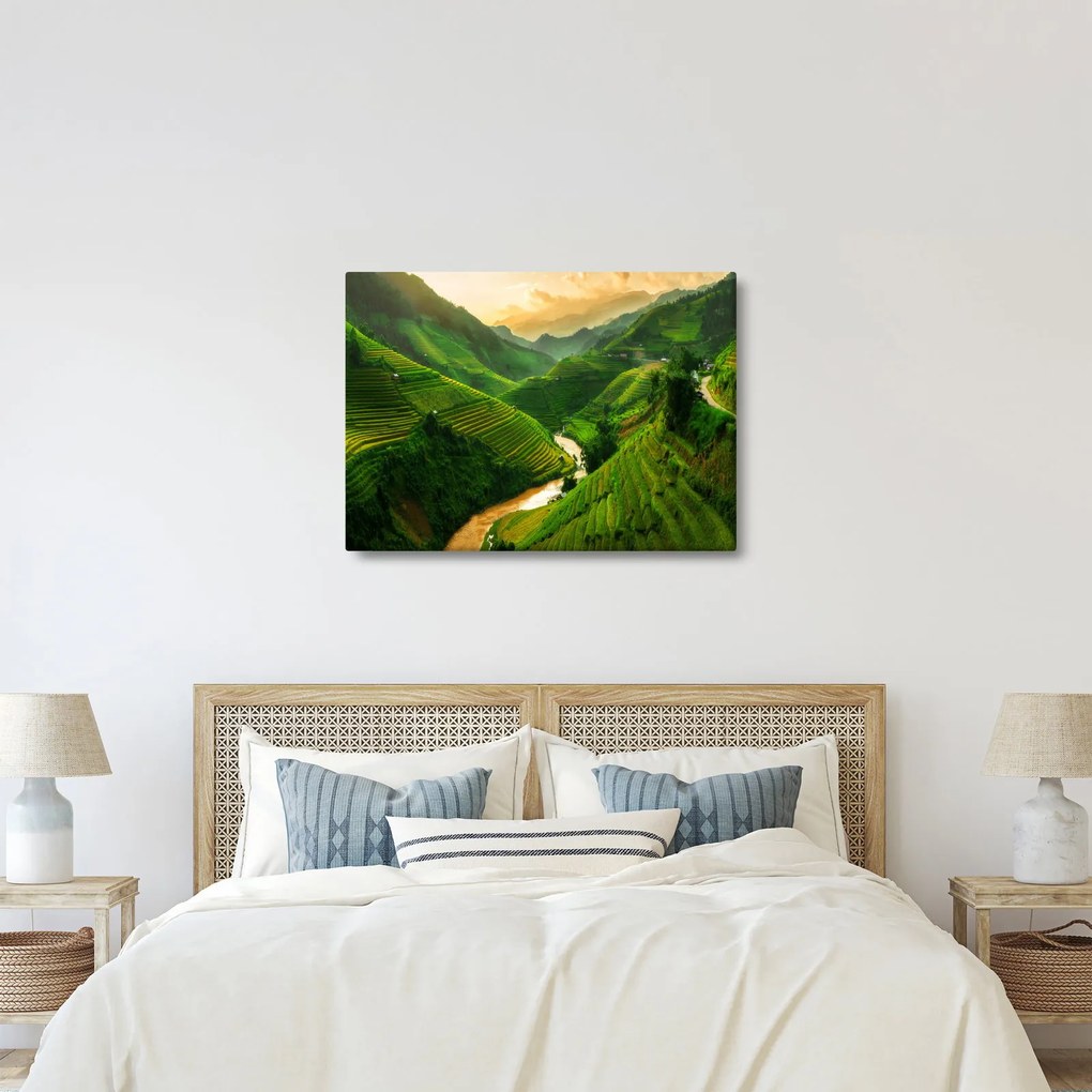 Obraz - Ryžové terasy Mu Cang Chai (70x50 cm)
