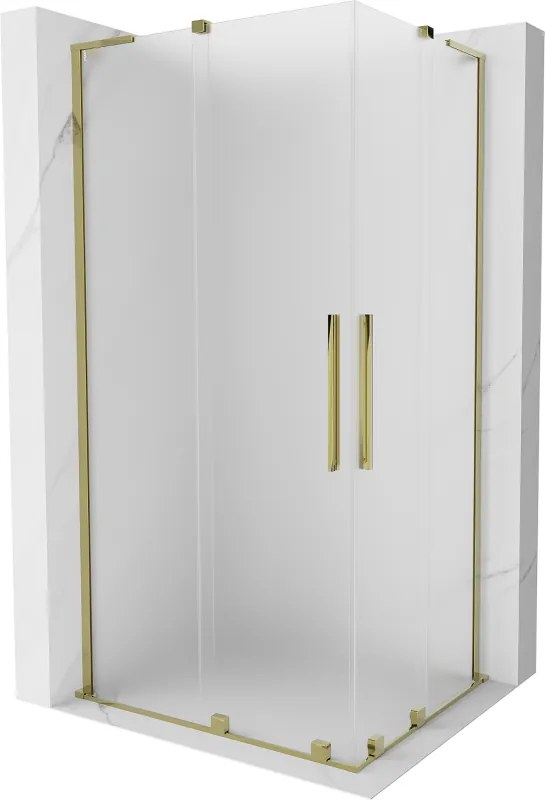 Mexen Velar L Duo, sprchový kút s posuvnými dverami 100 x 90 cm, 8mm sklo námraza, zlatá lesklá, 871-100-090-02-33-50