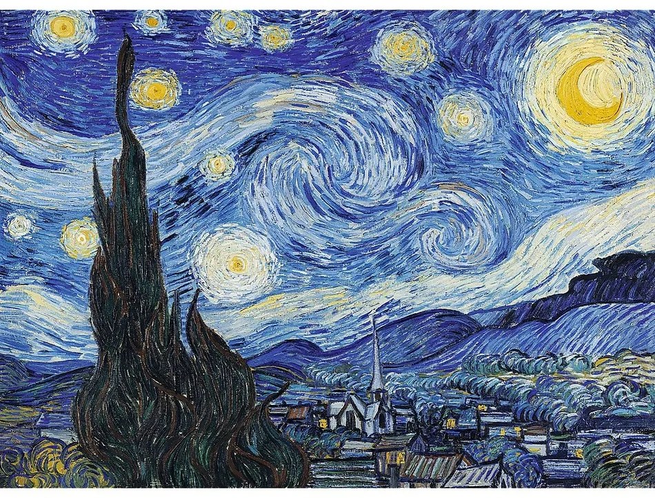 Trefl Drevené puzzle 200 - Hviezdna noc - Vincent van Gogh