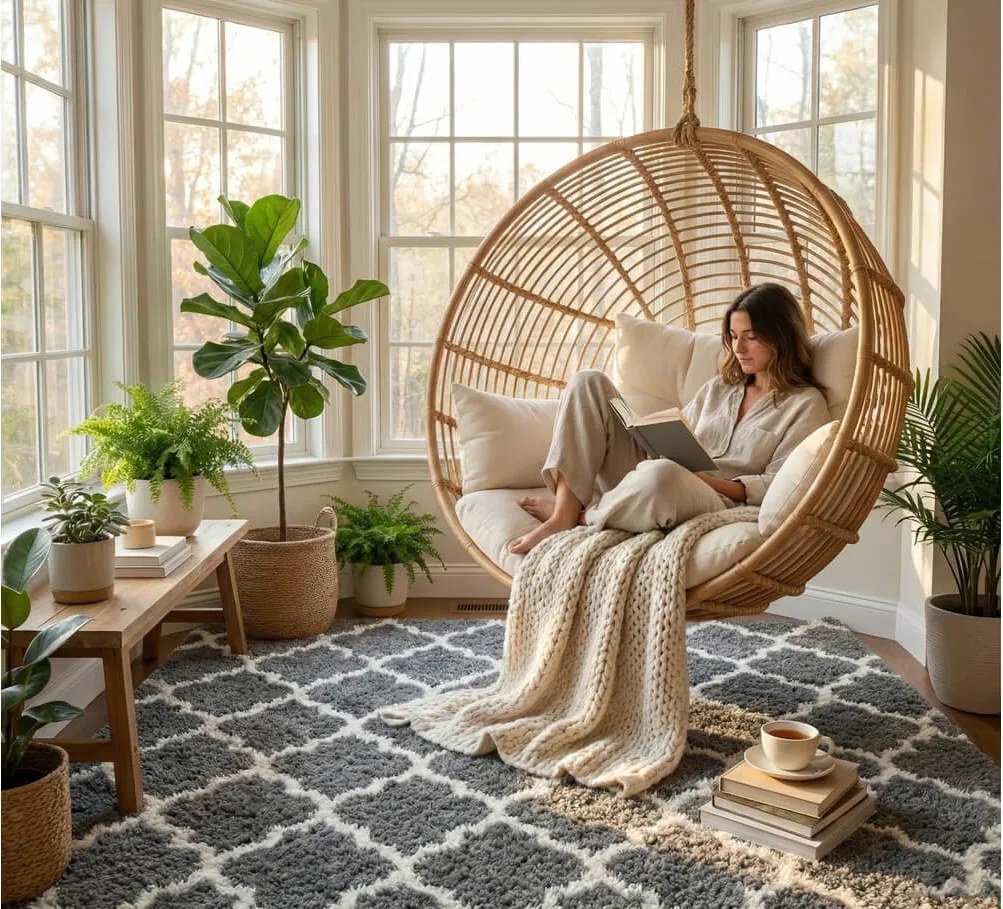 TZ Tmavosivý vzorovaný koberec shaggy Decor Latern Rozmer: 140x200 cm