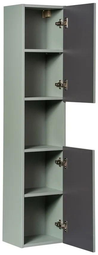 Kúpeľňová zostava Line Reed Green Pati so skrinkami a umývadlami 140 cm zelená/dub evoke