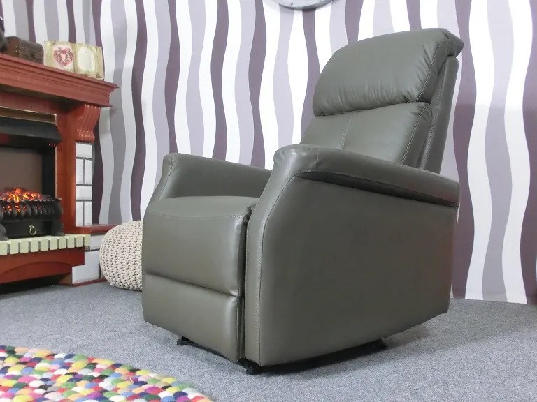 (2272) SOLEA kožené elektrické polohovacie kreslo sivé