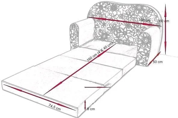 Detská pohovka sivá geometric