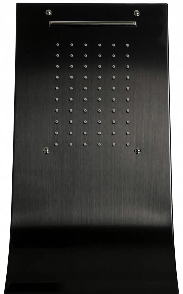 Sprchový rohový panel PIOGGIA 5v1 - s výtokom do vane a policou - čierny matný