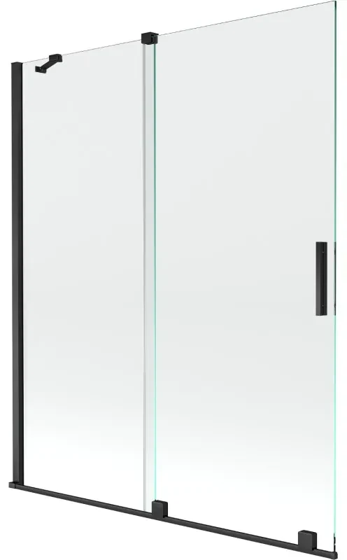 Mexen Velar vaňová zástena dvojkrídlová Posuvný 140 x 150 cm, Priehľadné, Čierny - 896-140-000-01-70