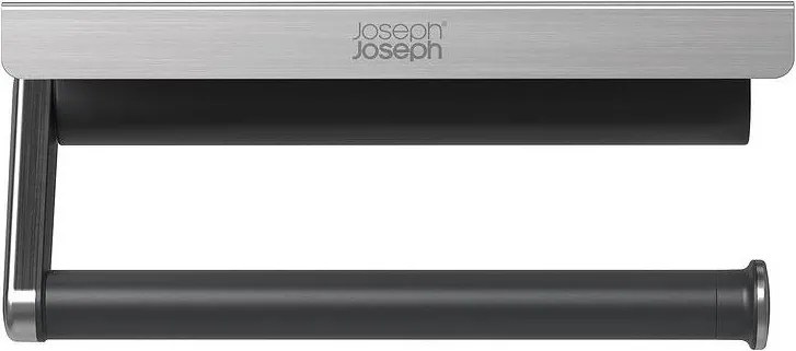 Nástenný plastový držiak na papierové utierky v striebornej farbe RollGrip – Joseph Joseph