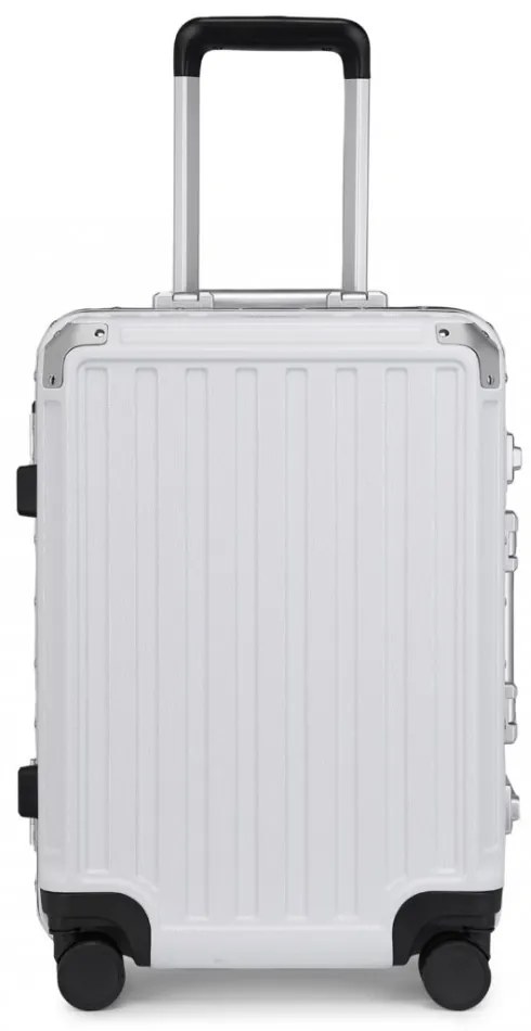 Konofactory Biely prémiový odolný kufor s hliníkovým rámom "Alfa" - M (35l)